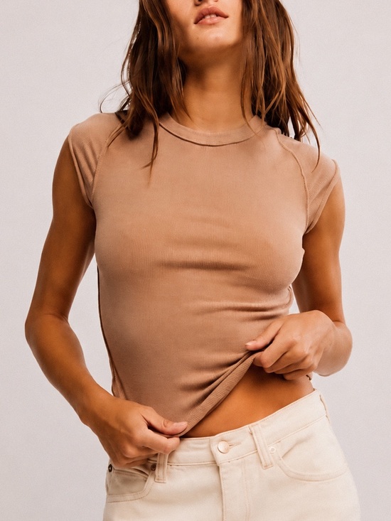 Free People Tops - Free People Ever Had Tee NWT Size M We The Free Top Macchiato Brown Tan